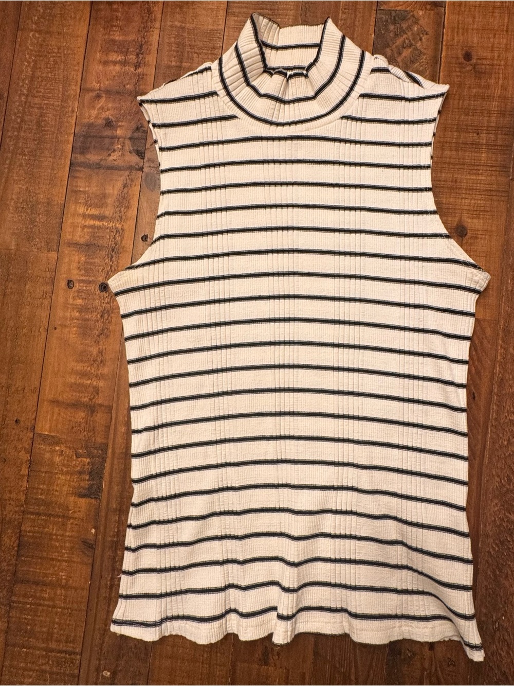 L’AGENCE Angie Mock Neck Striped Ribbed Tank
